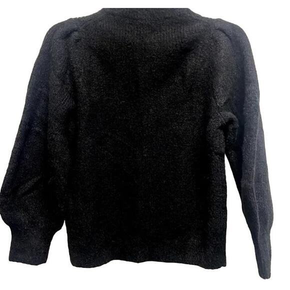 Madewell Eaton Pullover Crew Puff Sleeve Sweater Sz XS/Extra Small in Black NWT - Picture 2 of 6